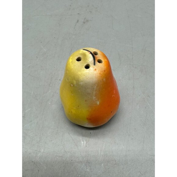 Vintage Pear-Shaped Ceramic Salt Pepper Shakers Hand Painted Yellow Orange READ - Picture 3 of 8